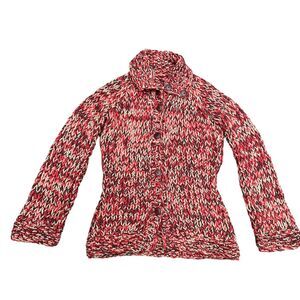 525 Chunky Knit Cardigan Size S Fall Colors Acrylic Blend Knit Boho Sweater $108